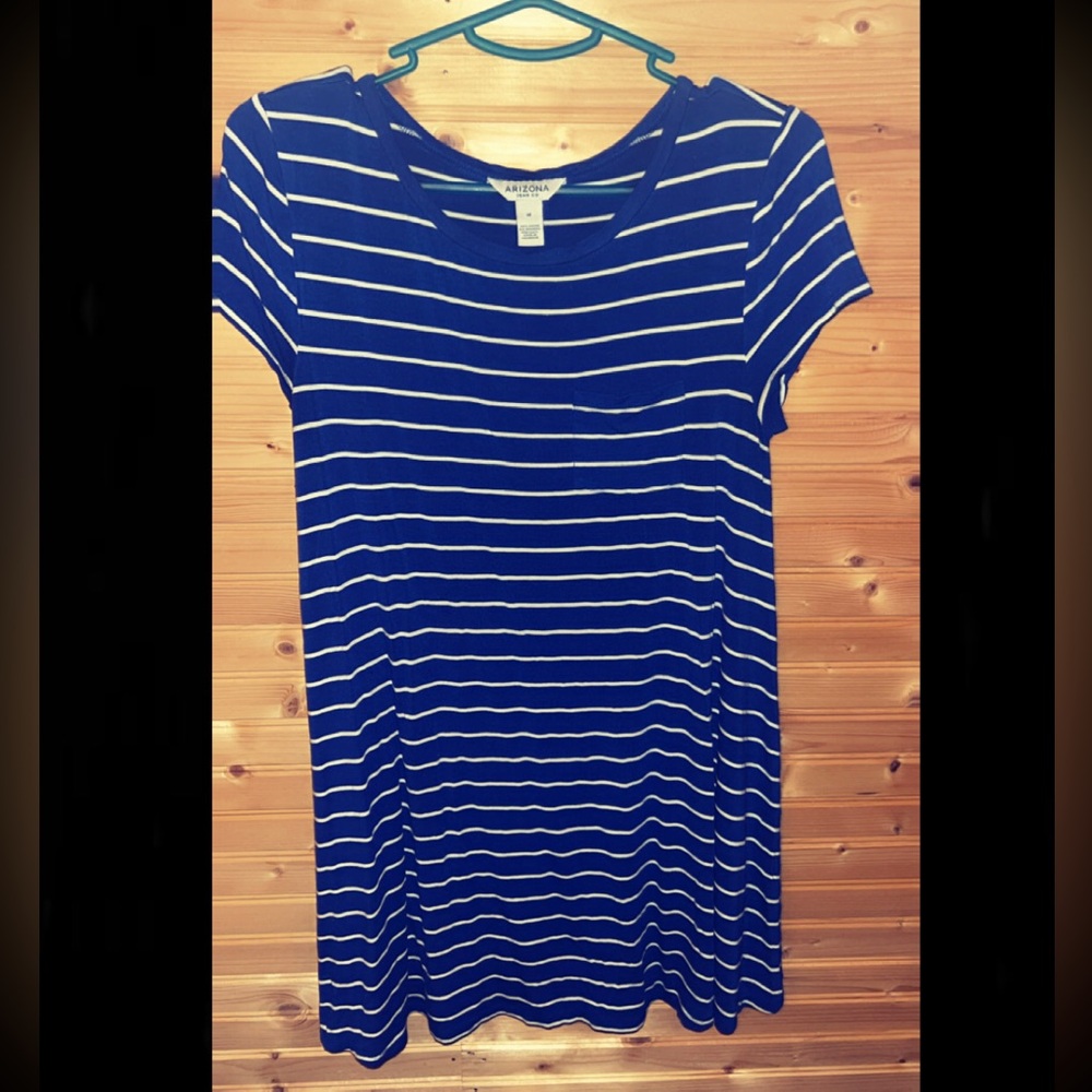 Blue and White Striped T-Shirt Dress